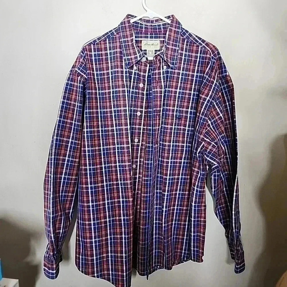 Eddie Bauer Mens Plaid Red and Blue long sleeve Button up Shirt. Size XXL - Picture 9 of 9